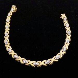 Xo gold/silver CZ tennis bracelet